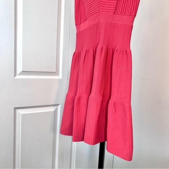 Sam Edelman Pink Bandage Coral V-Neck Dress - Fit and Flare - Picture 4 of 9